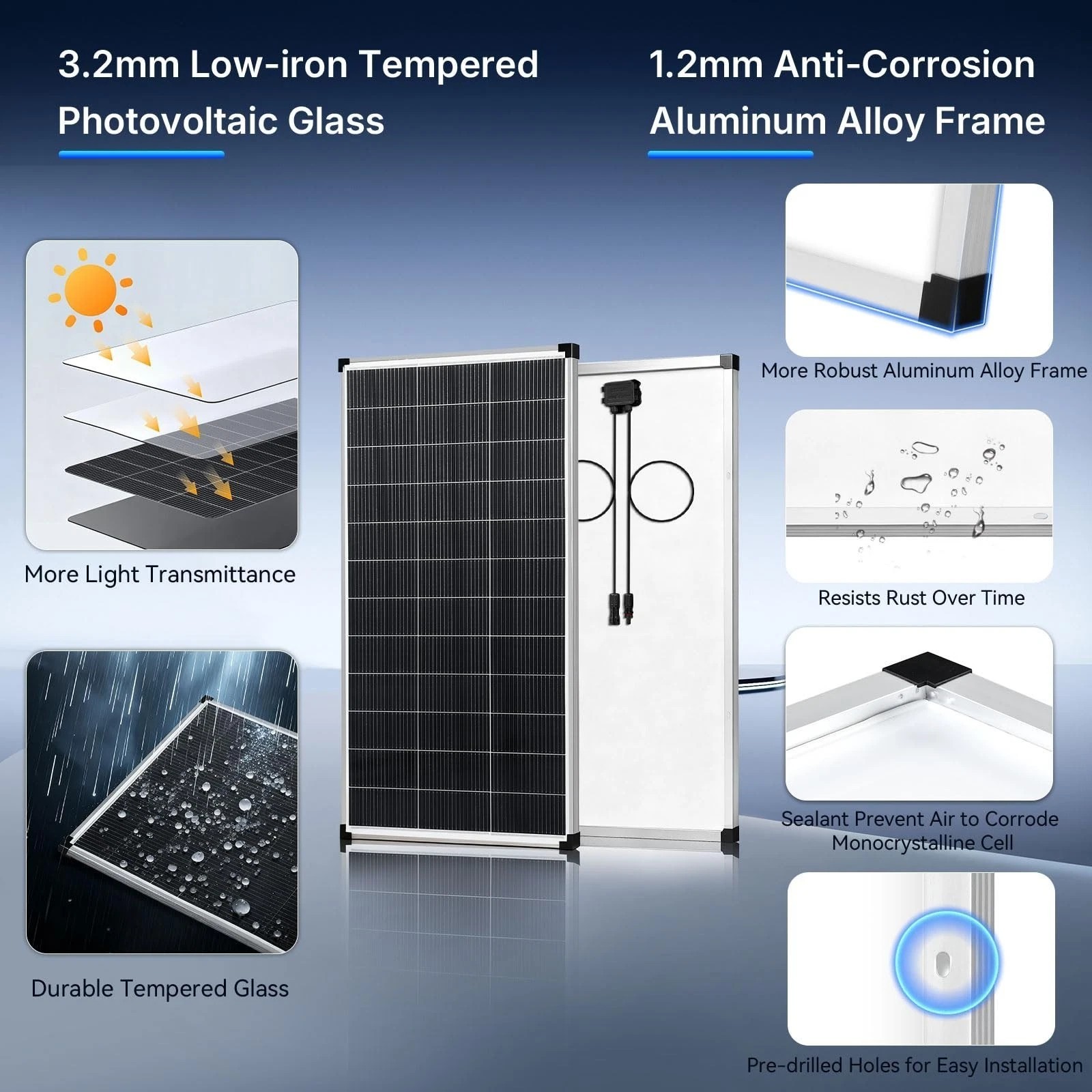 200W 2Pack Monocrystalline Solar Panel 400W 18V Off-Grid Battery Power RV Home