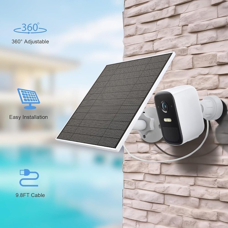 High Efficiency Solar Panel Eufy Camera IP65 Waterproof 5W Adjustable Mount Kit