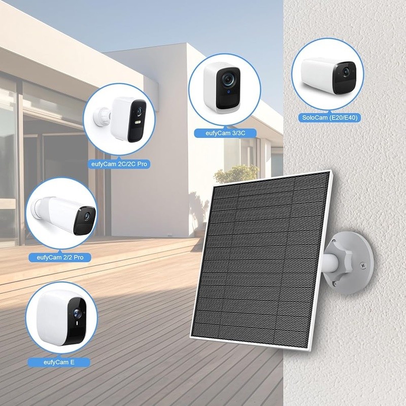 High Efficiency Solar Panel Eufy Camera IP65 Waterproof 5W Adjustable Mount Kit