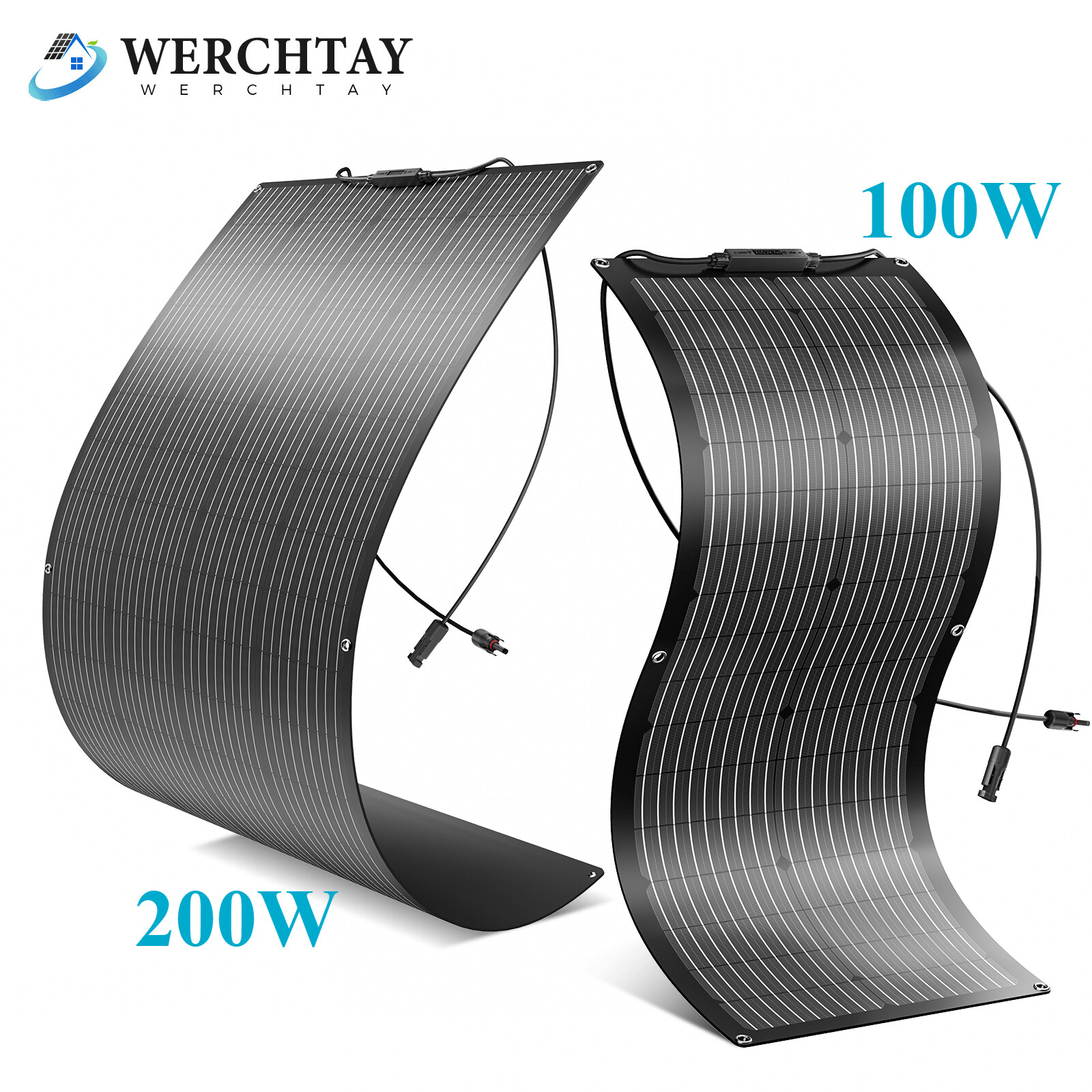 100W 200W Flexible Solar Panel Portable 12V for Camping/Home/Car Battery/Rooftop